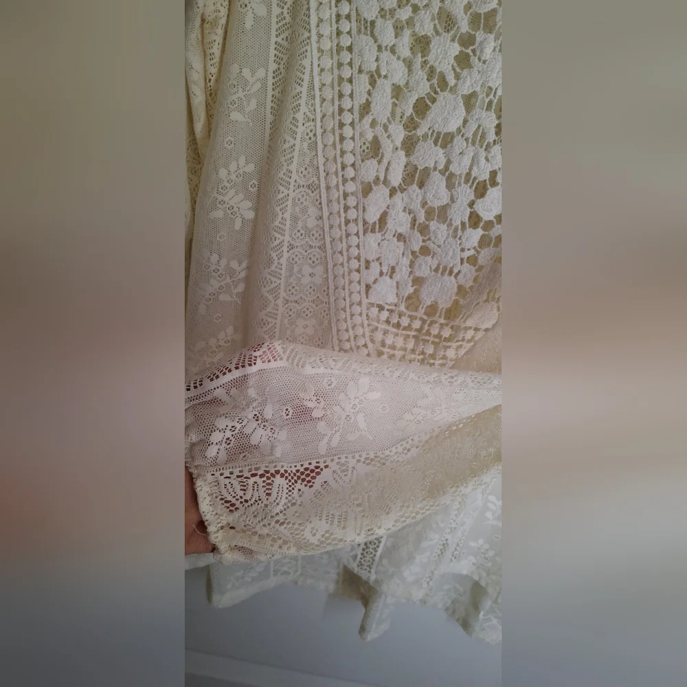 Mauroces Ivory Lace Sleeveless Top Sz L ANGELCORE Boho Western Hippie Formal